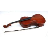 A viola with 21ins (54cms) two-piece back, bears paper label 'Stentor Music Co. Ltd'; together