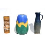 A Denby cylinder vase, 29cms high; together with a large Avon ware vase, 32cms high; and a