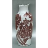 A large Chinese underglaze red vase decorated with a mountainous river scene, 55cms high (a/f).