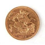 A Queen Victoria 1896 gold full sovereign with Melbourne mint mark.