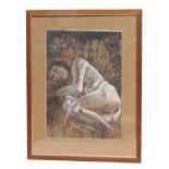 20th century English school - Life Study of a Reclining Nude - pastel, framed & glazed, 33 by