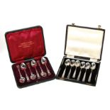 A boxed set of Mappin & Webb King's pattern teaspoons, Sheffield 1910; together with another case