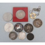 An 1817 George III silver half crown; together with a George III silver crown 1820, drilled and