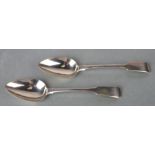 A pair of George III silver serving spoons, initialled, Exeter 1819 and maker's mark for William