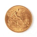 A George V 1912 gold half sovereign.