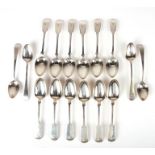 A set of six Victorian silver teaspoons, Newcastle 1861; together with a similar set, initialled '