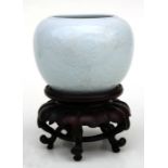 A Chinese with glazed brush washer with sgrafitto decoration, six character blue mark to the