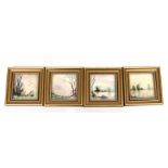 Norman D Whiting (20th century British) - a set of four miniature landscape scenes, framed & glazed,