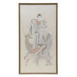 A Chinese silk embroidered kesi panel depicting immortals and deer, framed and glazed. 57 by