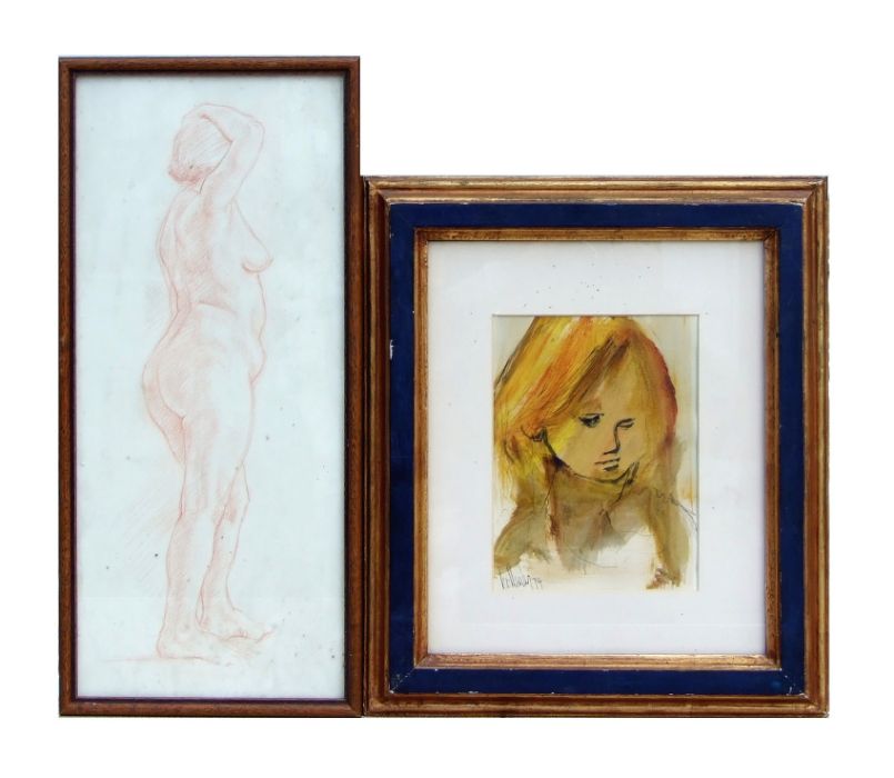 20th century School, study of a young girl, indistinctly signed and dated 74 lower left corner,