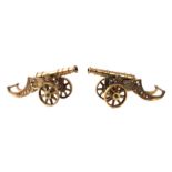 A pair of brass models of cannons, 44cms long (2).