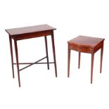 An Edwardian mahogany side table with rectangular top above tapering square legs joined by an 'X'