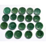 A quantity of Wedgwood majolica green leaf plate to include a set of five 22cms diameter plates