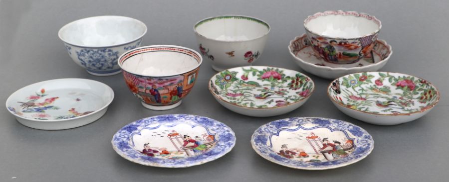 A group of 18th, 19th century and later Chinese tea bowls and saucers.