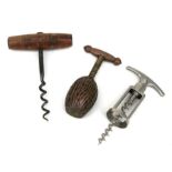 A WWI military corkscrew with steel helix and Military crow's foot and number 29; together with