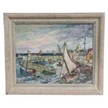 George Hann - a double sided image depicting a harbour scene and a half length portrait of a boy