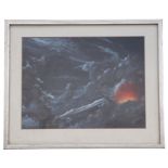 Gordon C Davies - Spitfire in a Moonlit Sky - signed lower left, gouache, framed & glazed, 45 by