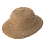 A WWII Pakistani pith helmet, made by Medoo Mal & Durga Dass, The Maill, Lahore. 32 by 26cm