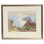 Margaret Mary Walker, A sea scape with a rocky foreshore, watercolour, signed lower left, 35cm by