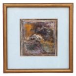 20th century modern British - Abstract - mixed media, framed & glazed, 11cms square.