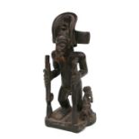 African Art / Tribal Art: Chokwe Cabinda llunga, The Royal Luba hunter figure. 41cm high.