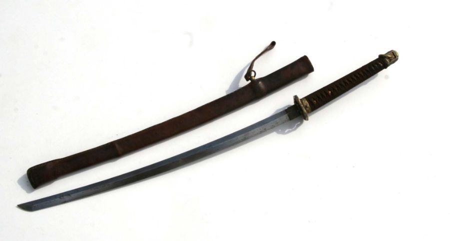 A Japanese Samurai Katana sword in WWII fittings, the blade thought to be earlier and with