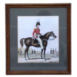 19th century English school - A Cavalry Officer Mounted on his Horse - watercolour, framed & glazed,