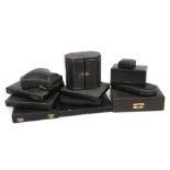 A quantity of cutlery cases and similar cases to include Gieves and Dobson & Sons.