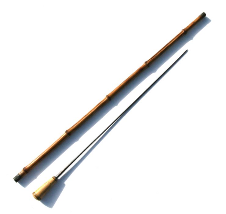 A cane shafted sword stick with a 63.5cms (25ins) square section blade. Makers name to blade: FRANCE