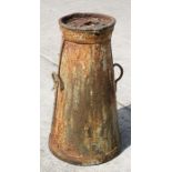 A well weathered painted Co-operative milk churn of tapering form, 74cms high.