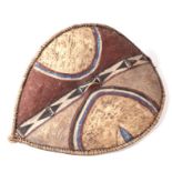 A zulu hide shield with painted decoration, approximately 88cm high