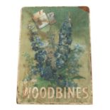 A vintage 'Smoke Woodbines' pictorial advertising shop display board, 50 by 69cms.40