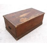 A large 19th century pine blanket box, 115cms wide.