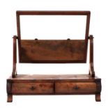 A 19th century mahogany toilet mirror with two cushion drawers, 65cms wide.