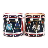 Two ice buckets in the form of military drums, each 17cms diameter (2). (one lacks cover)