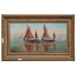 Early 20th century English school - Fishing Boats - oil on canvas, indistinctly signed and dated