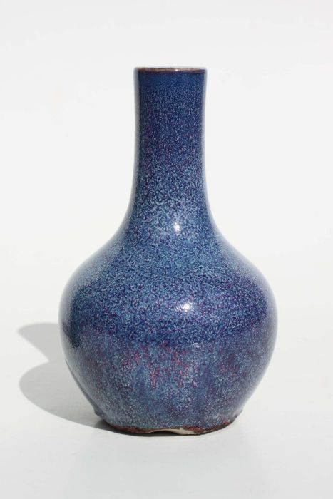 A Chinese mottle blue glaze bottle vase, 16cm high