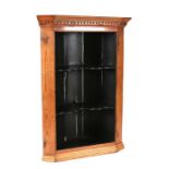 A Victorian style pine hanging corner open display cabinet with two shelves, 82cms wide.