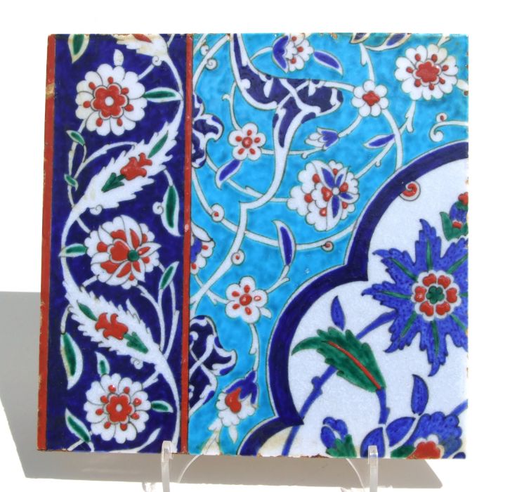 A Turkish / Iznik style tile, 28 by 28cms.