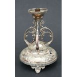 A silver plated table lamp base, 27cms high.