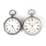 An Edwardian silver cased open faced pocket watch, the white enamel dial with Roman numerals and