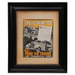 An original 1937 Ford V8 Trucks & Commercials advertising poster, framed & glazed, 27 by 35cms.