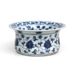 A large Chinese blue and white bowl decorated flowering scrolling foliage, 32cm diameter