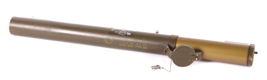 A hand held disposable British Army rocket launcher (inert) telescopic full extending with flip up