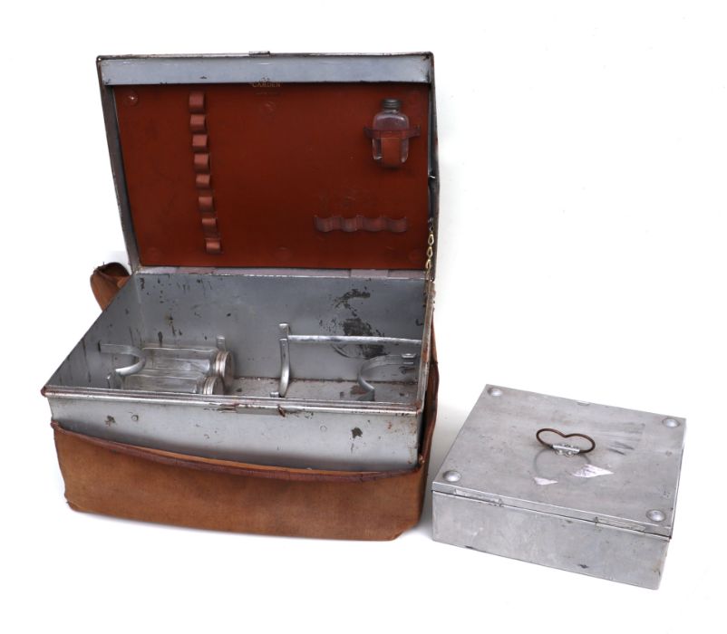 An early 20th century aluminium four-person picnic trunk with partial fitted interior including a - Image 2 of 3