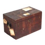 A late 19th century oak silver chest of small proportions with fitted interior and carrying handles,