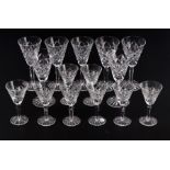 A quantity of Waterford and other glassware to include a set of six small hobnail cut wine glasses.