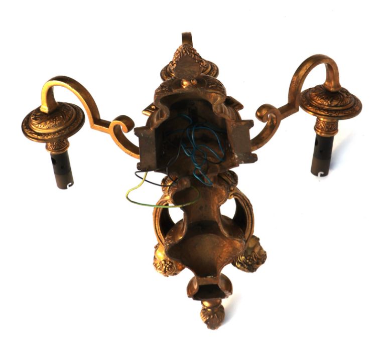 Two of cast brass rococo style wall lights, one two arm the other three arm. 45cms high (2). - Image 3 of 3