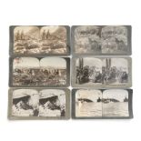 A group of 4 Underwood & Underwood stereoscope cards depicting Russo Japanese battle scenes around