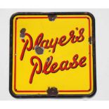 An original vintage Player's Please' enamel advertising sign, 60cms square.